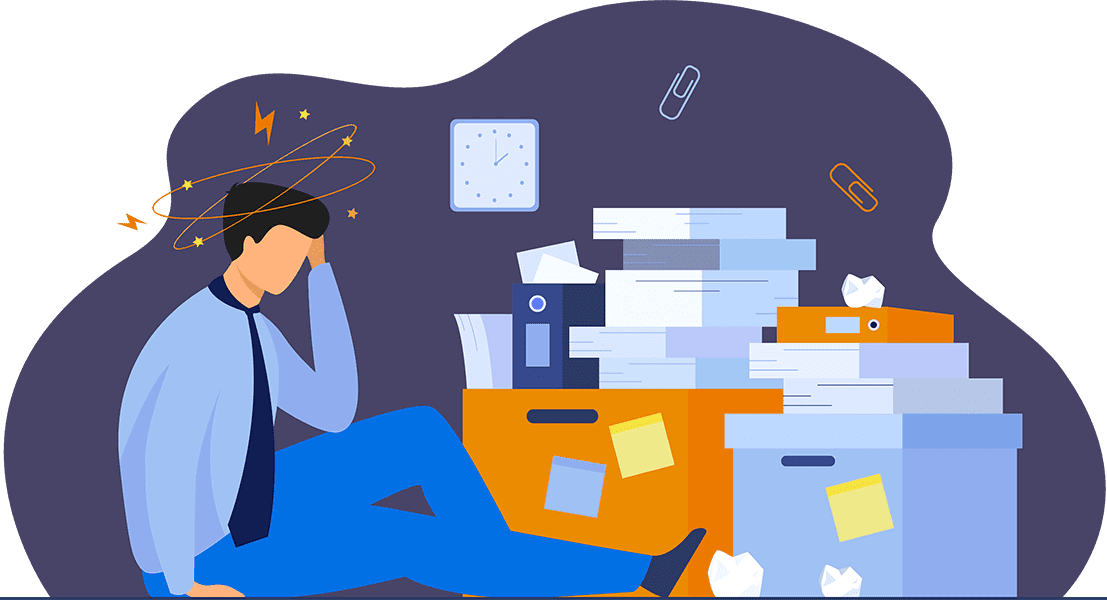 Overwhelmed business owner at desk